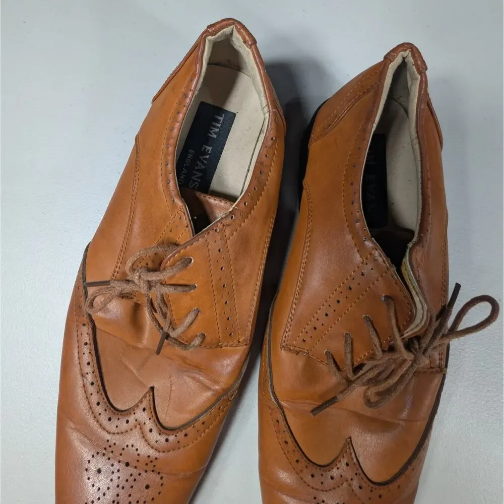 Tim Evans England Mens Size 11 Tan Brown Leather Wingtip Dress Shoes Oxford